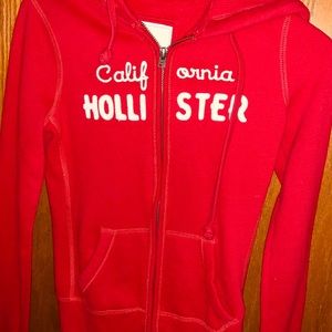 Hollister red hooded sweater